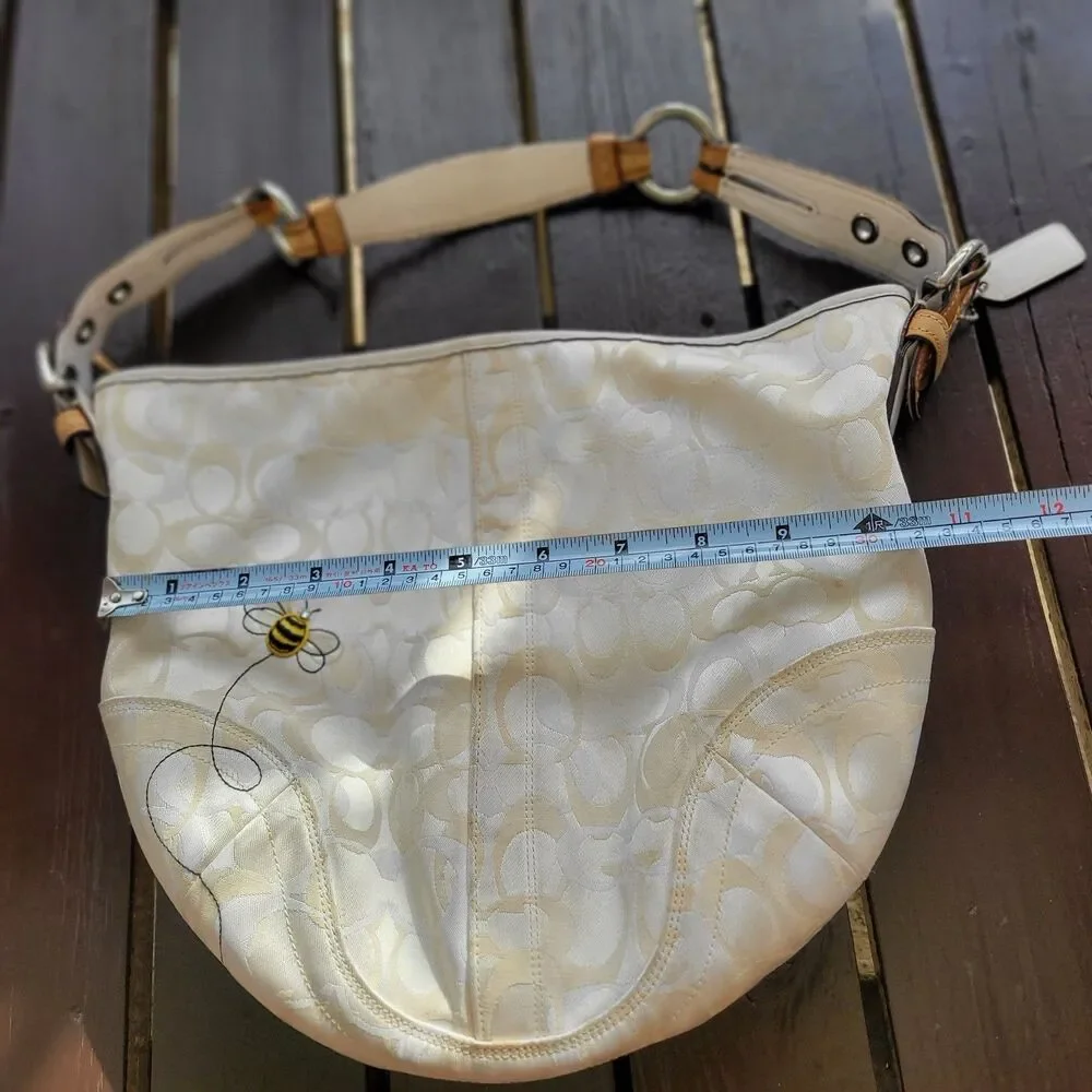 RARE Coach Y2K Optic White Signature C Bumble Bee Small Hobo Bag 5065
